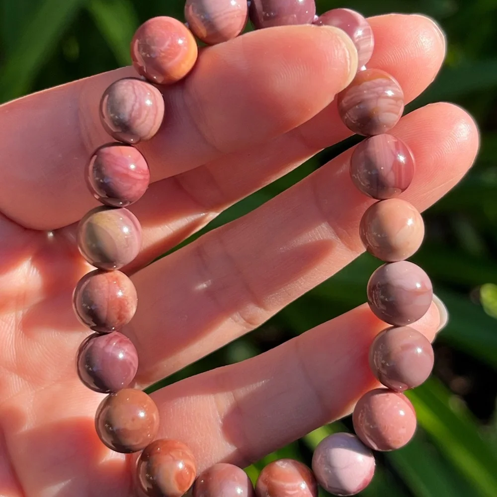 9.5mm stretchable purple red alashan agate bracelet‎ 0284